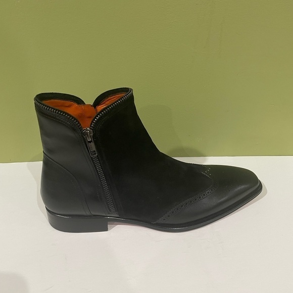 Mezlan boot black suede leather calf side zippers - Picture 2 of 5